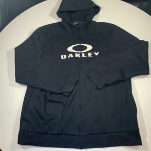 Suéter con Capucha Y2K Oakley Logo Central Para Hombre Negro Cremallera Completa Talla Grande/XL - Imagen 1 de 8