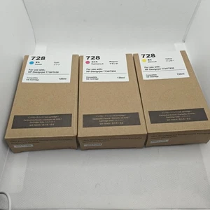 728 Magenta Cyan Yellow Ink Cartridge for HP  DesignJet T730 T830 MFP 130ML - Picture 1 of 2