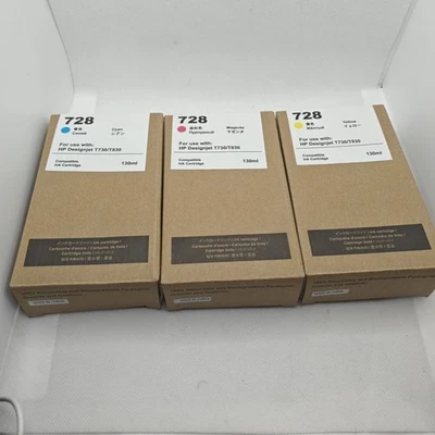 728 Magenta Cyan Yellow Ink Cartridge for HP  DesignJet T730 T830 MFP 130ML - Image 1 of 2
