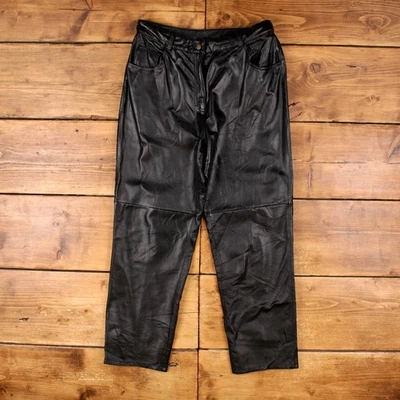 Pantalones de cuero estilo Metro vintage 32x28 unisex cónicos de cuero negro Foto 1 de 4