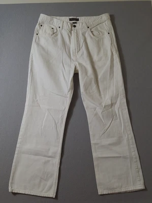 Pantalones de mezclilla Banana Republic para hombre 35x30 blanco marfil pierna ancha 5 bolsillos Foto 1 de 4