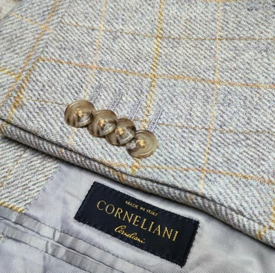 Vintage Corneliani classic wool & Cashmere Windowpane sport coat blazer 44L - Image 1 of 4