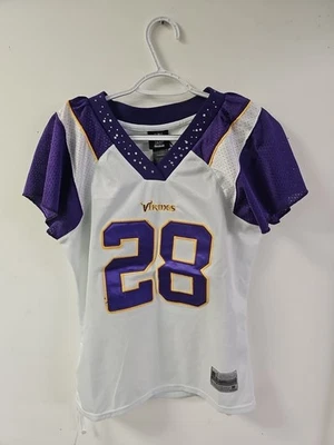Minnesota Vikings 28 Rhinestone V-neck Reebok Adrian Peterson jersey Size Medium - Image 1 of 4
