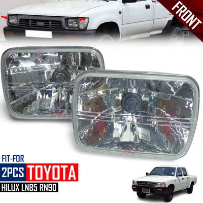 Par de Faróis de Cristal Halogênio H4 Toyota Hilux Mk4 Pickup Farol + Lâmpadas H4 - Imagem 1 de 4