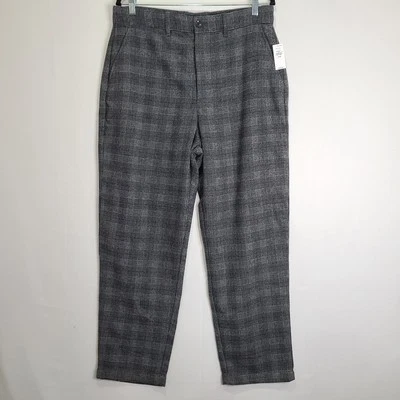 NWT Gap Relaxed Taper Mens (33x29 Act) Gray Plaid Heavy Wool Blend Dress Pants - Image 1 of 4