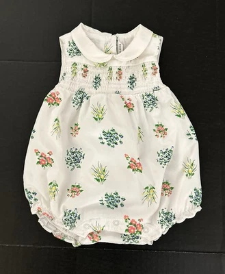Romper bolha floral Janie and Jack bebê meninas 3-6 meses country branco - Imagem 1 de 4