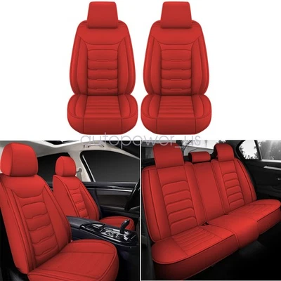 For Lincoln Car Seat Cover Red 5Seat Full Set Waterproof Front Rear Cushion - Image 1 of 4