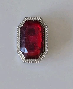 Victorian Edwardian Oversized Ruby Czech Glass Silver Sash Brooch Pin C Clasp - Picture 1 of 2