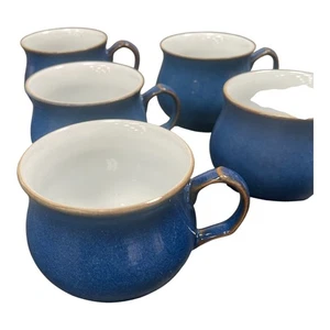 Denby Blue Cups and Saucers Gold Rim Tea Coffee Mug Tableware Ceramic Pottery - Picture 1 of 8