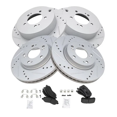 Performance Drilled Slotted Brake Rotor & Metallic Pad Front & Rear Kit - Image 1 of 4