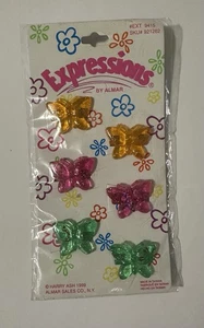 Vintage Neu in Verpackung Kunststoff Haarspange Haarspange Schmetterling 90er mehrfarbig 1999 Expressions - Bild 1 von 6