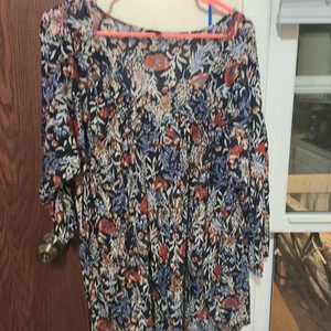Lucky Brand Floral V Neck Boho Peasant Top Size 2x - Picture 1 of 8