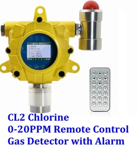 CL2 Chlorine Fixed Gas Detector with Remote Control Alarm Monitor 0-20PPM - Picture 1 of 12