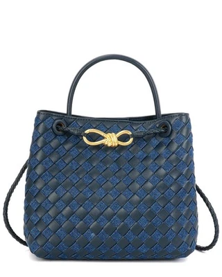 Tiffany & Fred Paris Woven Leather & Denim Top Handle Bag Women's Blue - Image 1 of 3