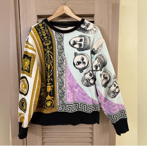 Maglione Unisex Autentico Versace Multicolore Grafica Italia Felpa 1200€