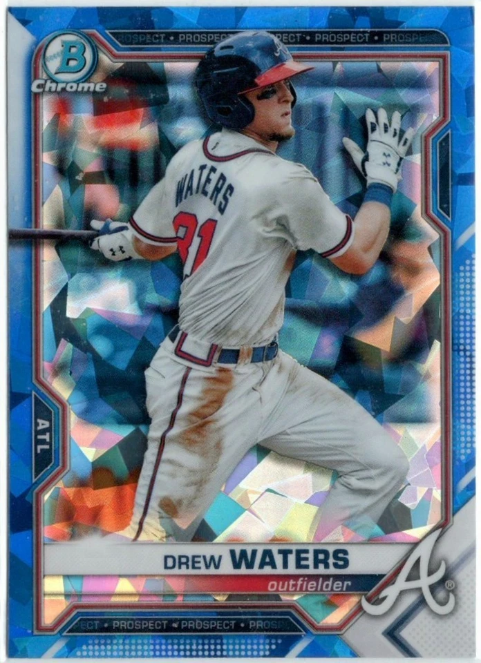 2021 Bowman Sapphire Edition Chrome Prospects Drew Waters Card #BCP-81 Braves - Image 1 of 1