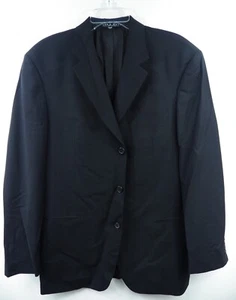 HUGO BOSS MENS 50 40 R BLAZER JACKET BLACK 100% VIRGIN WOOL LUXURY MADE IN USA - Picture 1 of 9
