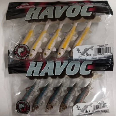 Berkley Havoc Sick Fish Jr. Lote de (2) (Diferentes Colores-3"-5ct) ¡Bonito!! Foto 1 de 4