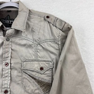 Roar Mens Shirt Beige Large Button Up Strength Refined Long Sleeve Pockets - Picture 1 of 24