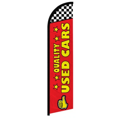 Quality Used Car Windless Advertising Swooper Flag Dealership Flag Red - Image 1 of 2