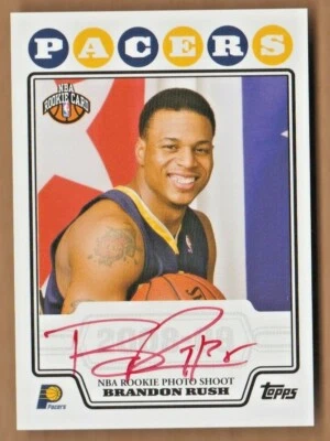 BRANDON RUSH 2008-09 Topps AUTO Red Ink Rookie Photo Shoot #RP-BR Pacers Signed! Foto 1 de 2