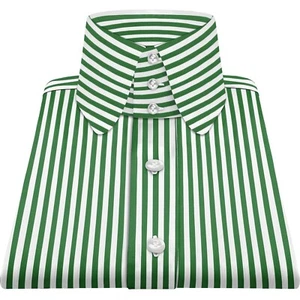 Herren Retro Hemd grün weiß Streifen Peaky Blinders 50er High Penny Rundkragen - Bild 1 von 9