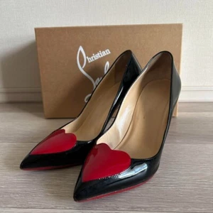 Christian Louboutin Pointed toe Stiletto Heel Pumps Black Patent Leather Size 38 - Picture 1 of 9