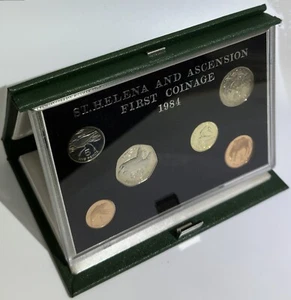 Saint St. Helena & and Ascension Island 1984 First Coinage Proof Set w/Paper PS1 - Picture 1 of 5