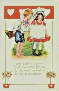 Postal de San Valentín vintage de 1925 "Will you be my Valentine" usada - Imagen 1 de 2