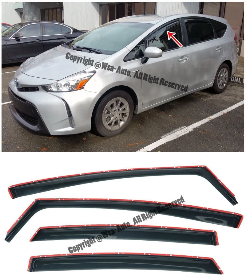 WINDOW SIDE VISORS TOYOTA PRIUS V 11-18 IN CHANNEL SHADE RAIN GUARD DEFLECTORS Foto 1 de 1
