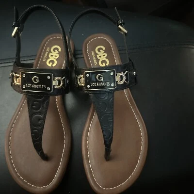 GBG Los Angeles Mujer Sandalias Negras Gladiador Caminar Tobillo Correa Talla 6 Foto 1 de 2