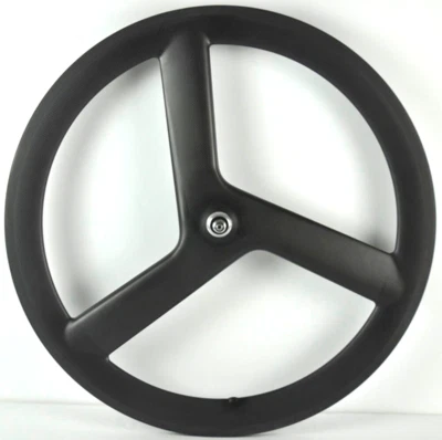 700C Tri Spoke Front Wheel Road Bike/Track Bike Front Carbon Wheel Fixed Gear - Image 1 of 4