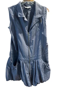 Hanna for La Journee Made in USA Size 1 Gray Vest Ruched 100% Nylon Zipper Puff - Picture 1 of 5
