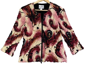 Joseph Ribkoff Jacket Size 6 Texture Full Zip Artsy Blazer Stretch Ruched Sequin - Picture 1 of 12
