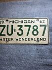 1962 Michigan License Plate ZU-3787 Water Wonderland