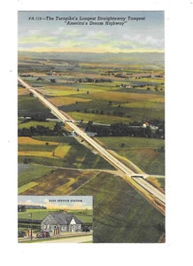 VTG Linen Postcard America’s Dream Highway Esso Station Turnpike PA Unused - Picture 1 of 2