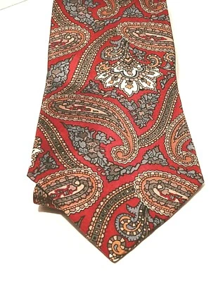 SAVILE ROW Silk Men's tie Paisley Burgundy Red Gold Gray White WPL 1175 - Image 1 of 4