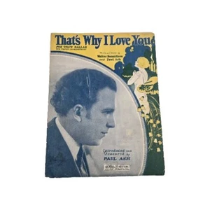 1926 That's Why I Love You Sheet Music Fox Trot Ballad W Donaldson Paul Ash - Picture 1 of 6
