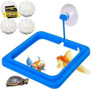 Square Feeding Ring Fish Tank Floating Ring Feeder with Suction Cups and 4 Filte - Picture 1 of 1