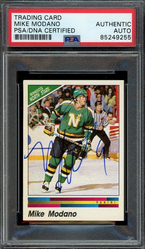 1990 Panini Stickers MIKE MODANO signed ROOKIE (Stars - autograph) PSA/DNA HOF - Image 1 of 1
