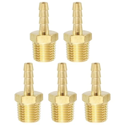 Adaptador 5 piezas de barra de manguera de latón a NPT macho 5/32" barra x 1/4" NPT macho Foto 1 de 4