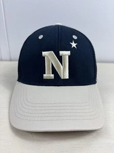 Naval Academy Navy N Star Hat Cap Snap Back Trucker Mesh Beige Blue University  - Picture 1 of 13