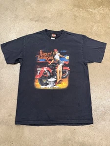 T-Shirt Harley Davidson Retro Pinup Ragazza Biker Birra Uomo Tg L 2008 Oklahoma - Foto 1 di 6