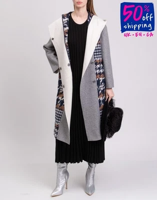 RRP €1650 LORENA ANTONIAZZI Angora & Wool Knitted Coat IT42 US6 UK10 M Patchwork - Image 1 of 4