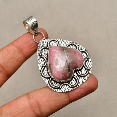 Ciondolo gioiello fatto a mano in argento sterling 925 con pietra preziosa ro... - Immagine 1 di 4