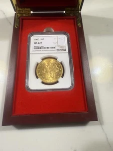1860 $20 Gold Coin MS62+ NGC - Picture 1 of 2