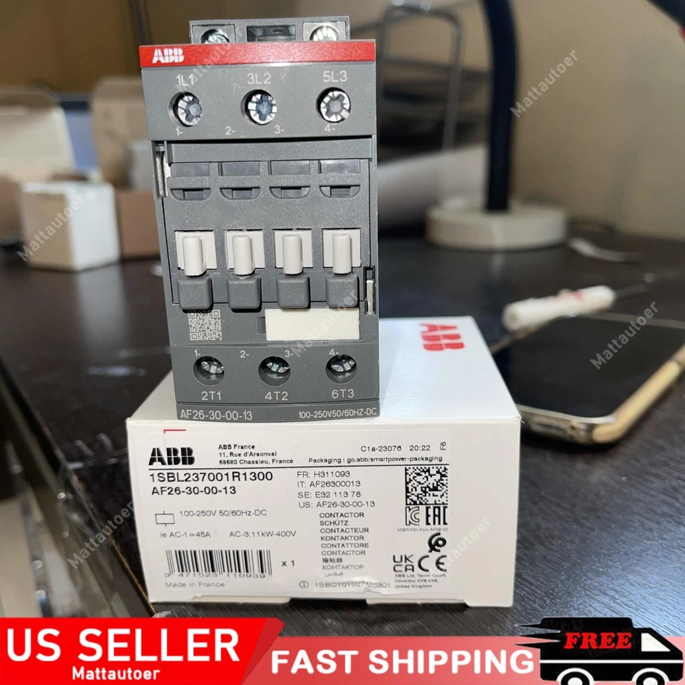 ABB AF26-30-00-13 Contactor 45 Amp 3 Pole 100-250 Volt 1SBL237001R1300 Series AF - Image 1 of 1