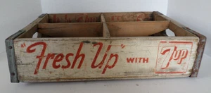 Estuche de transporte de botellas vintage "Fresh Up With 7up" - 7 Up madera 24 ranuras 17x12 - Imagen 1 de 7