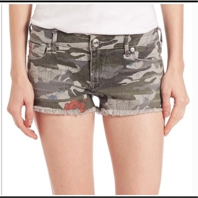 Pantalones Cortos Para Mujer True Religion Joey Camuflados Floral Corte Talla 28 Dobladillo Deshilachado Foto 1 de 4