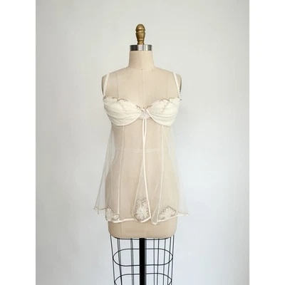 Victoria's Secret cream sheer mesh babydoll nightgown lingerie size 34C - Image 1 of 4